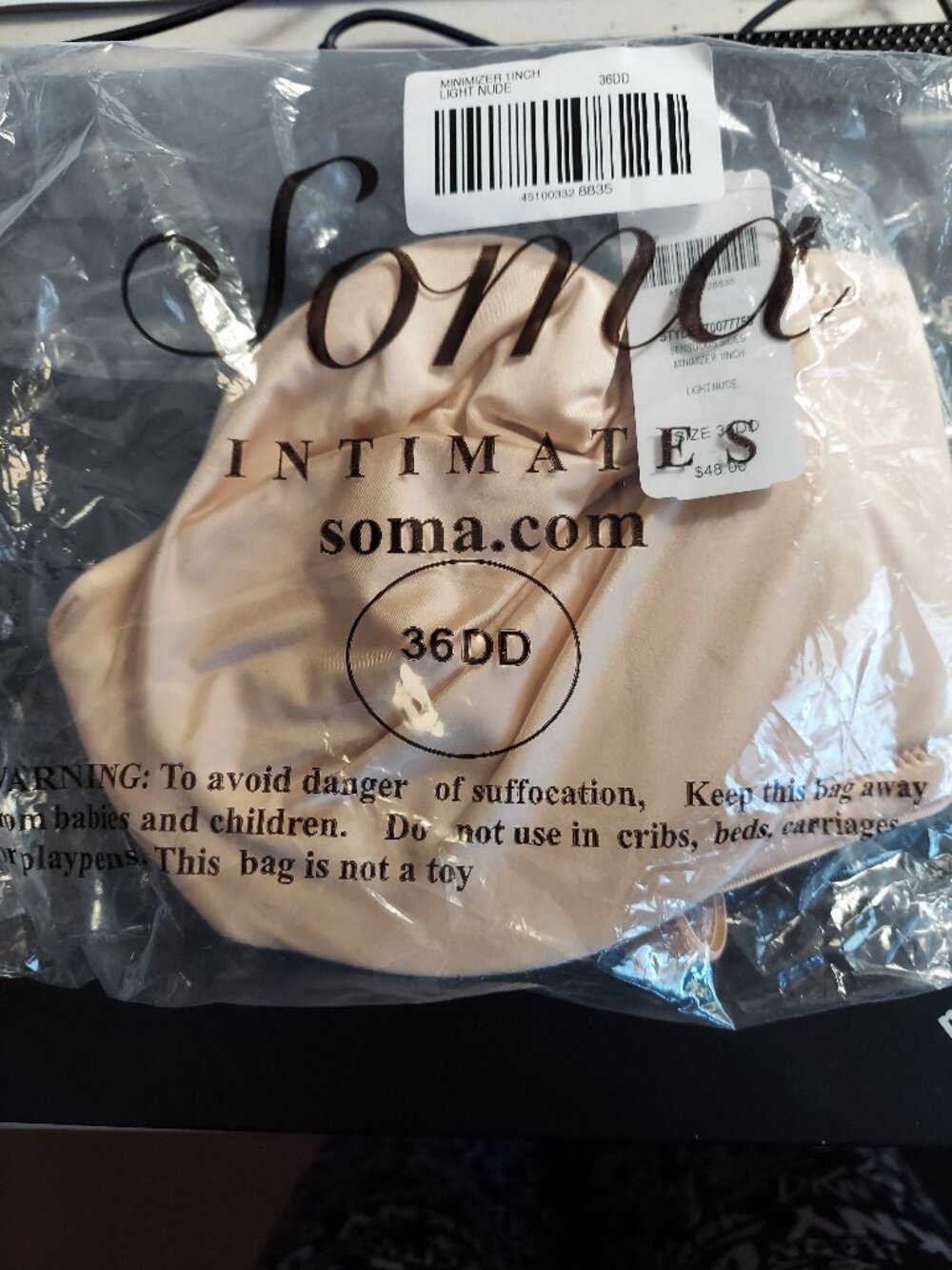 NWT Soma Sensuous Sides 1 Inch Minimizer Bra in Light Nude size 36 DD